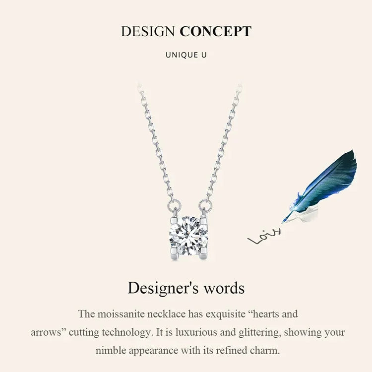 Radiant 1ct Moissanite Sterling Silver Pendant Necklace Itz Luxury