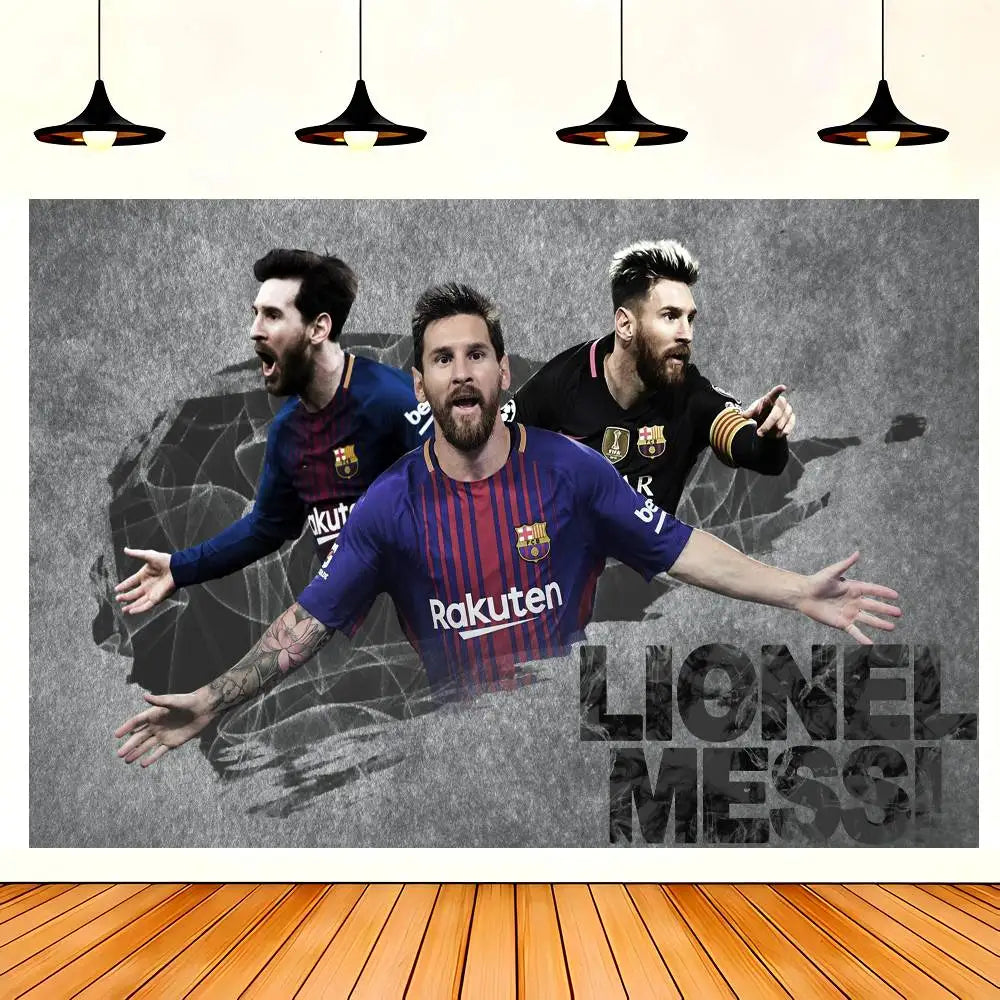 Soccer M-Messi Character Birthday Party Backdrop For Photography Background Birthday Decor Velora