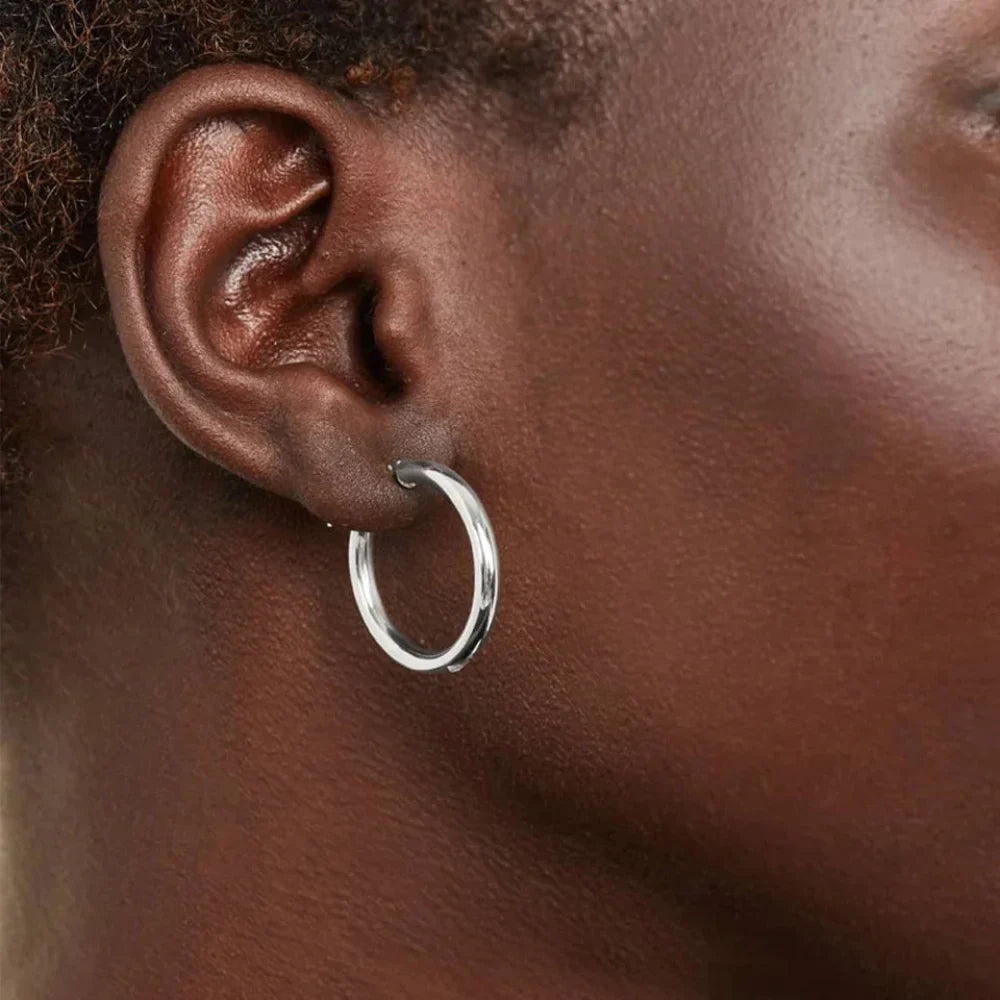 14K White Gold-Plated 925 Sterling Silver Hoop Earrings - Stylish And Hypoallergenic Jewelry For Women - Velora