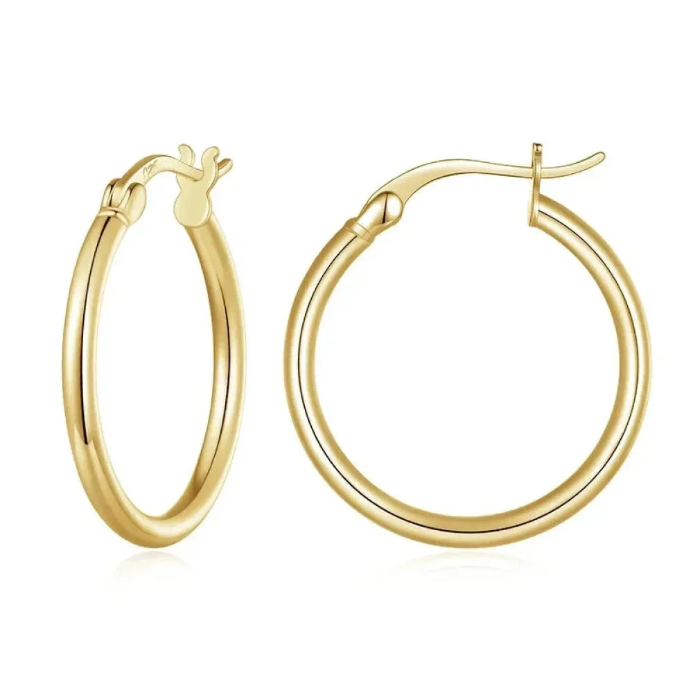 14K White Gold-Plated 925 Sterling Silver Hoop Earrings - Stylish And Hypoallergenic Jewelry For Women - Velora