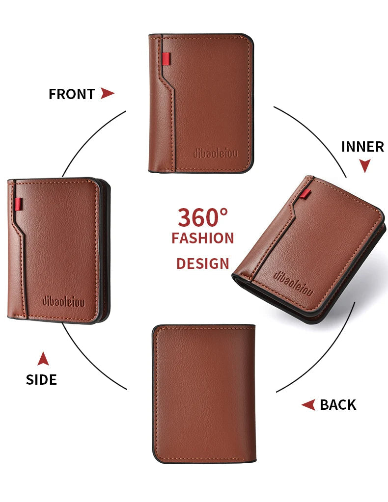 1Pc New Ultra-thin Mini Soft PU Leather Credit Card Wallet Holder Short Vertical High Quality Men's Wallet - Velora