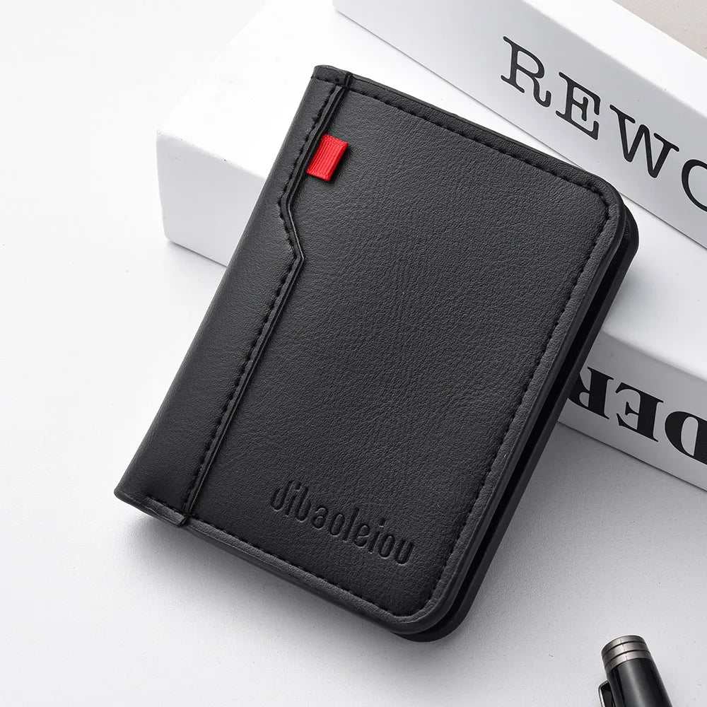 1Pc New Ultra-thin Mini Soft PU Leather Credit Card Wallet Holder Short Vertical High Quality Men's Wallet - Velora