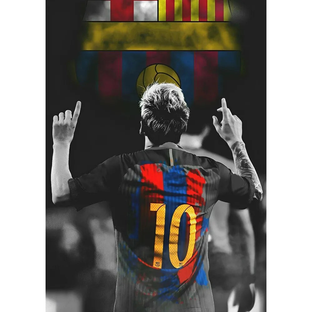 1PC Football Star Popular Character M-Messi Poster Sticky Wall Art Printing Waterproof Home Living Bed Room Bar Aesthetic Decor Velora