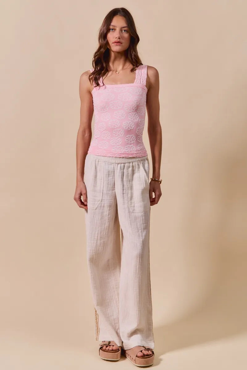 SO ME Two Tone Floral Seamless Tank Top - Velora Luxury Fashion