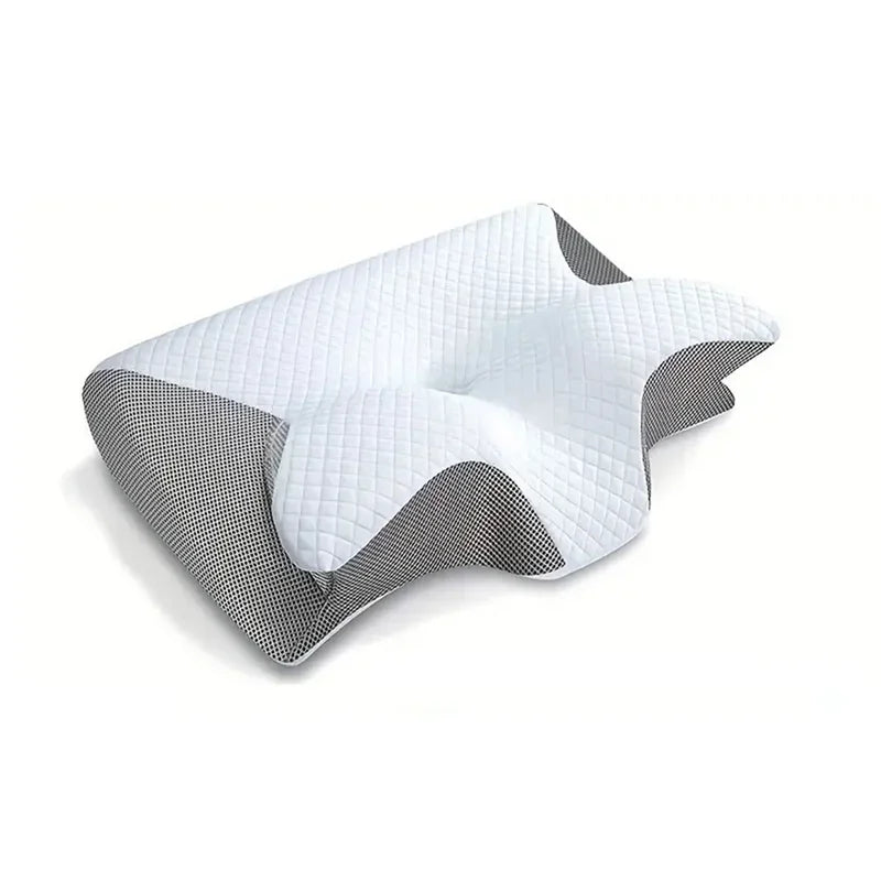 1pc Memory Foam Cervical Pillow, 2 in 1 Ergonomic Contour Orthopedic Pillow for Neck Pain, Contoured Support Pillows,Neck Pillow - Velora