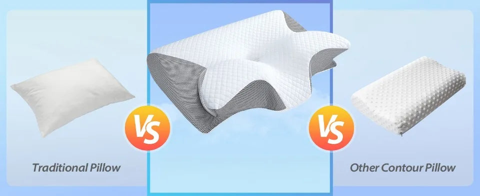 1pc Memory Foam Cervical Pillow Fast Rebound Memory Sleeping Pillows 2in1 Ergonomic Orthopedic Pillow for Neck Pain Neck Pillow Velora