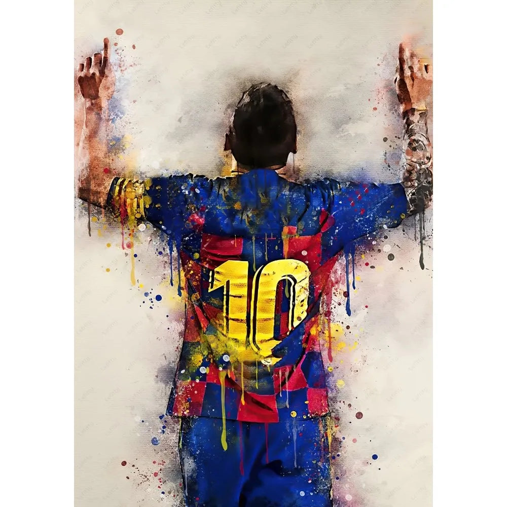 1PC Football Star Popular Character M-Messi Poster Sticky Wall Art Printing Waterproof Home Living Bed Room Bar Aesthetic Decor Velora