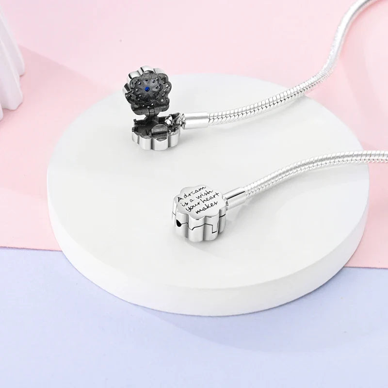 Radiant Blue Flower Clasp Sterling Silver Bracelet - Velora