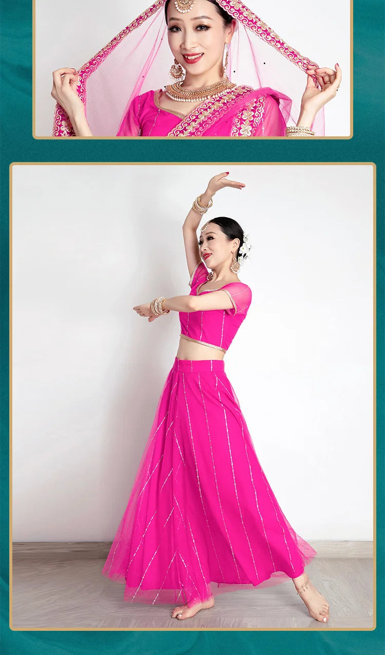 Traditional Indian Clothing Pakistani Sari Women's Elegant Dress Party Cosplay Dance Dress Stage Dress - Velora