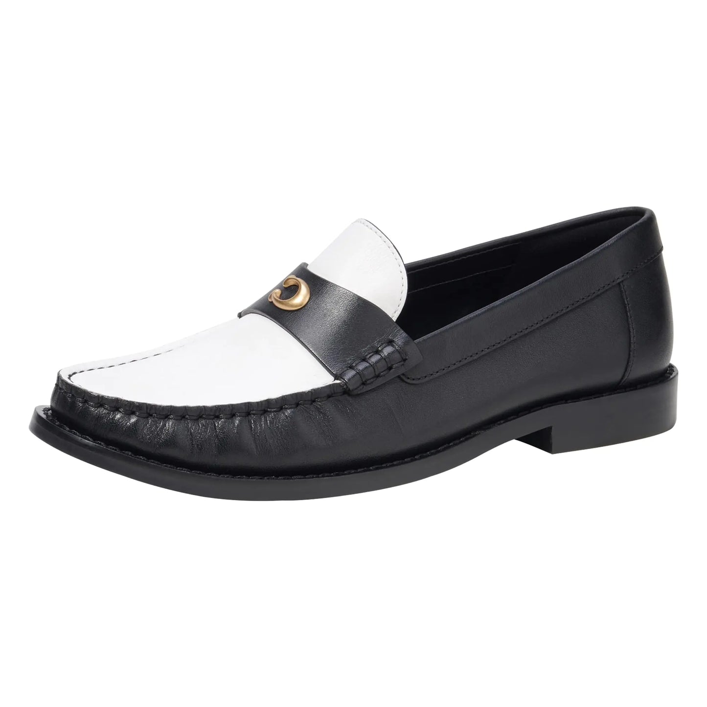 Coach Womens Jolene Leather Loafer Black/Optic White 6.5