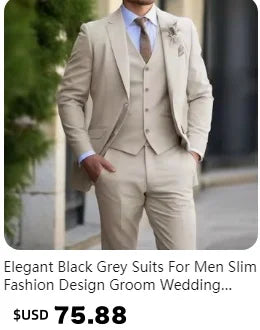 2025 Wedding Groom Suit for Men/Slim Fit 2-Piece(Blazer+pants)Breathable Groom Attire(Free Tie)Best Man, Party, Prom Ropa Hombre - Velora