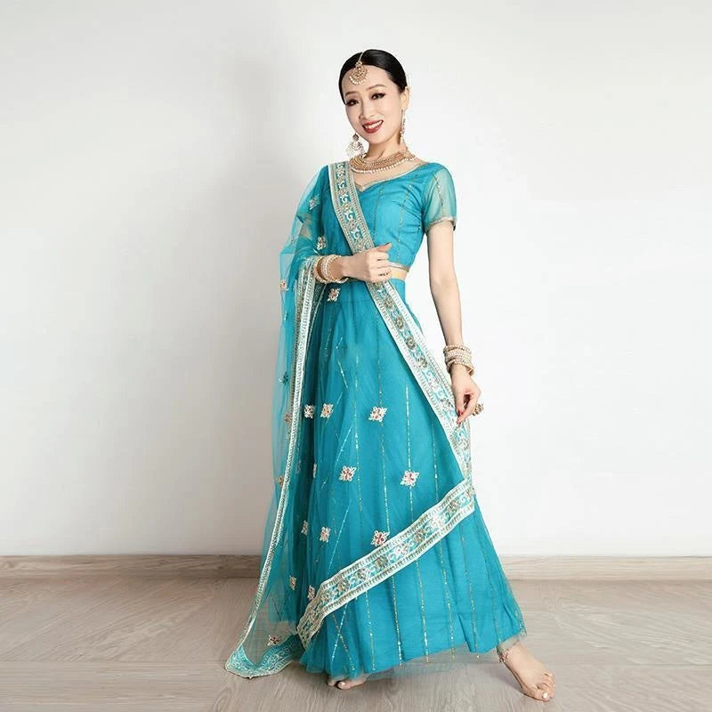 Traditional Indian Clothing Pakistani Sari Women's Elegant Dress Party Cosplay Dance Dress Stage Dress - Velora