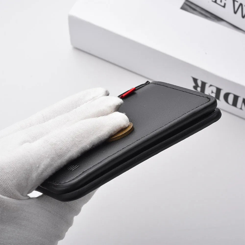 1Pc New Ultra-thin Mini Soft PU Leather Credit Card Wallet Holder Short Vertical High Quality Men's Wallet - Velora
