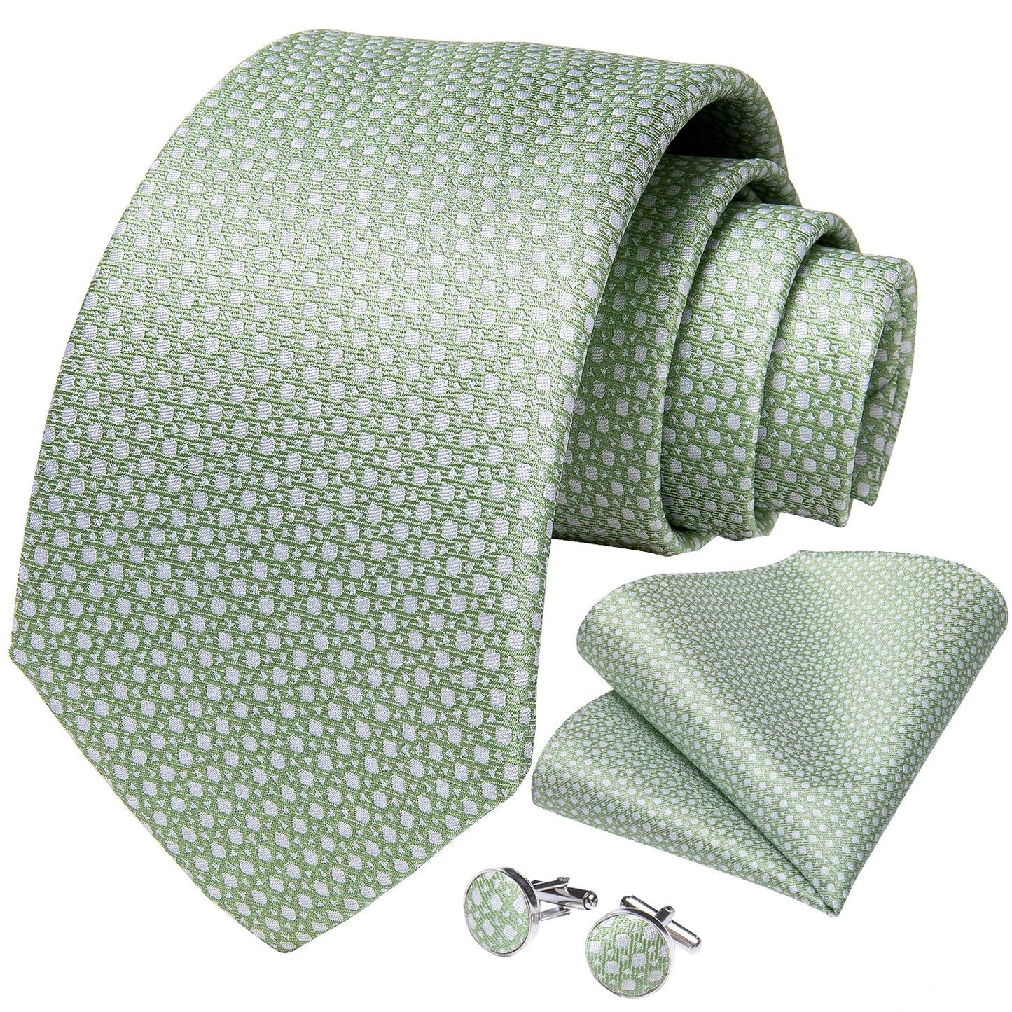 Blue Royal Dot Pliad Mens Tie set with Silver Clip and Ring Business Wedding Party Accessories 8cm Necktie Handkerchief Cufflink - Velora