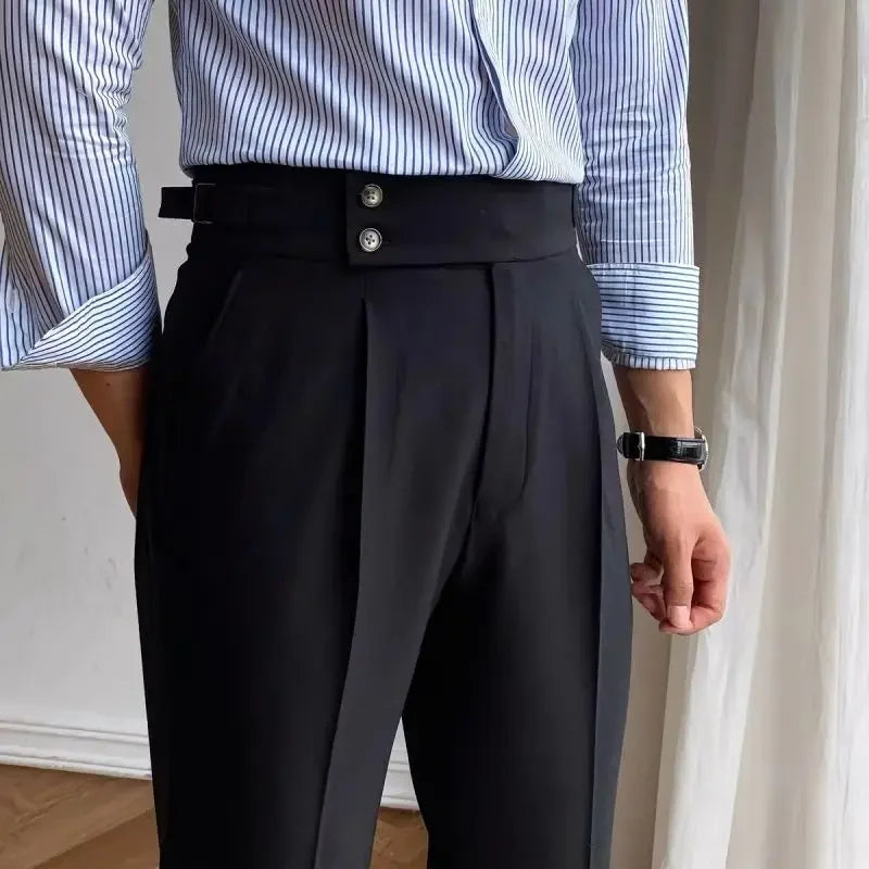 Suit Trousers for Men Pocket British Style Slim Fit Man Suits Pants Fashion Clothing Up Thin Casual Stylish Elegant Summer 2025 Velora