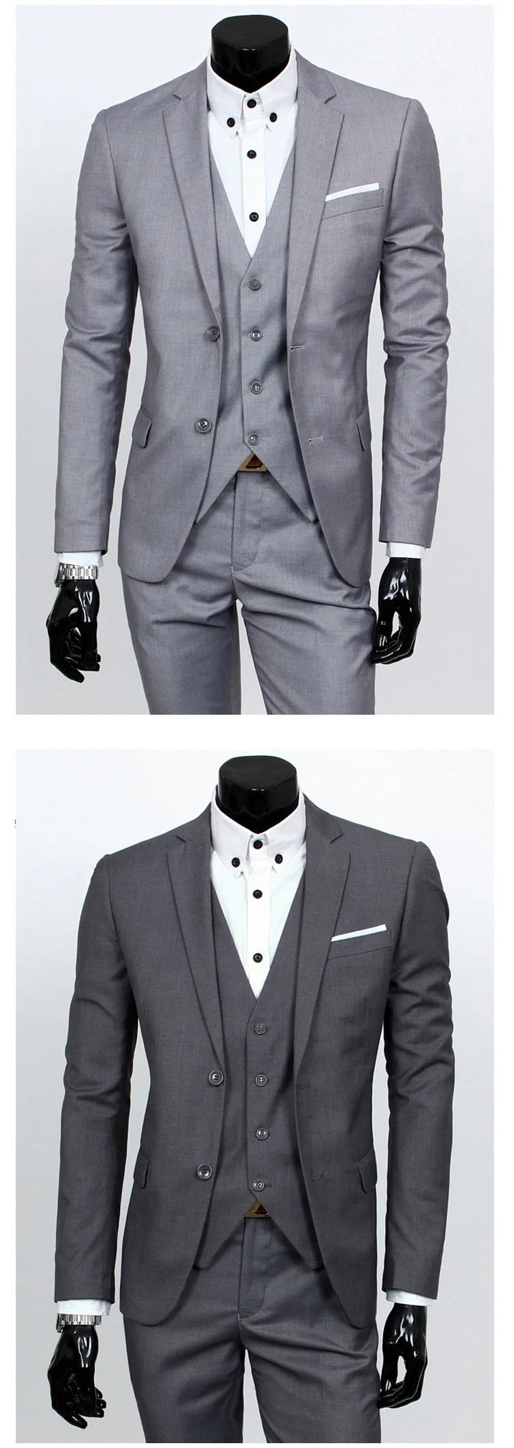 Spring Autumn New Fashion Men's Trendy Slim Business Solid Color 3 Pieces of Suits Sets Single Greasted Blazers Waistcoat Pants - Velora