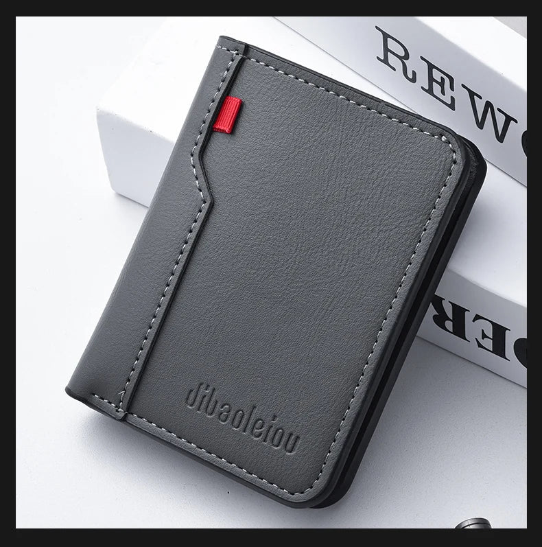1Pc New Ultra-thin Mini Soft PU Leather Credit Card Wallet Holder Short Vertical High Quality Men's Wallet - Velora