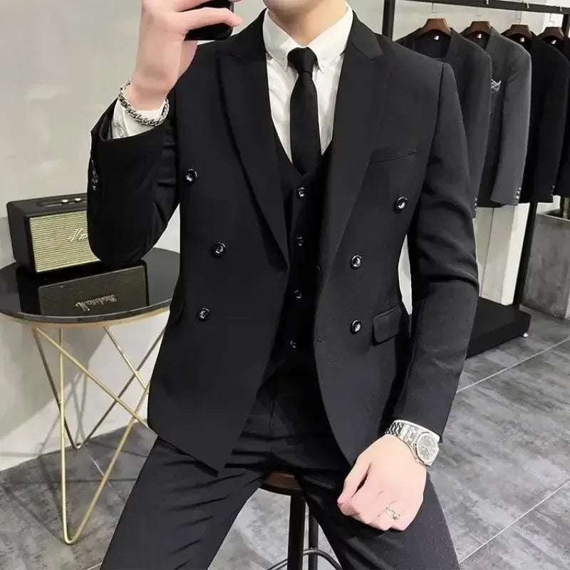 Wedding 2 Piece Outfit Set Male Slim Fit Full Men's Suits and Blazers Dress Formal Groom Clothes Elegant Spring Autumn Luxury - Velora