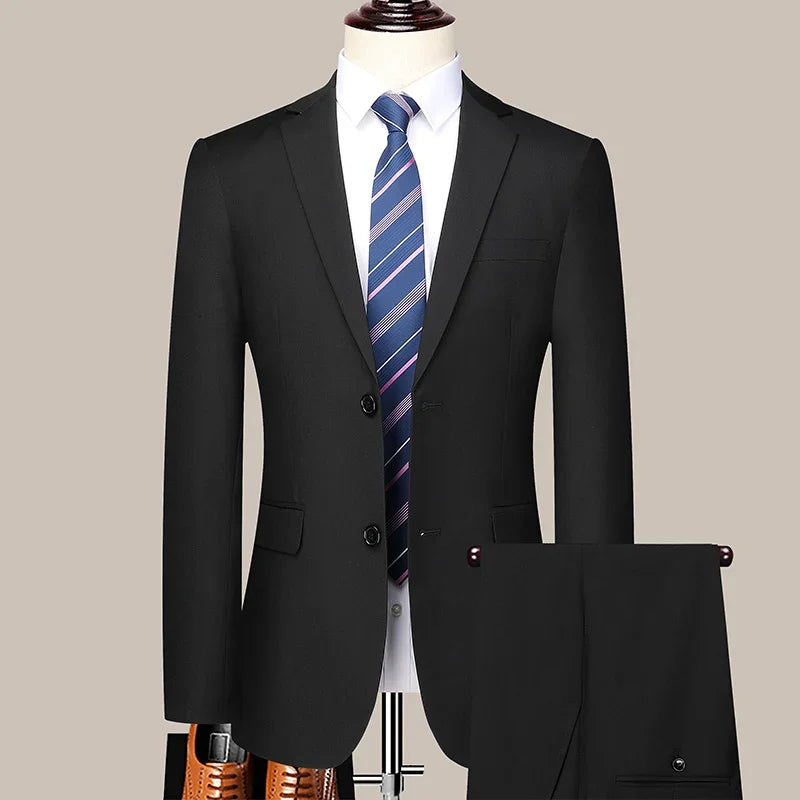 Suit (Blazer+ Pants) Men's Fashion Business Outdoor Trend Solid Color Casual Slim-fit Wedding Host Gentleman Suit S-6XL Velora