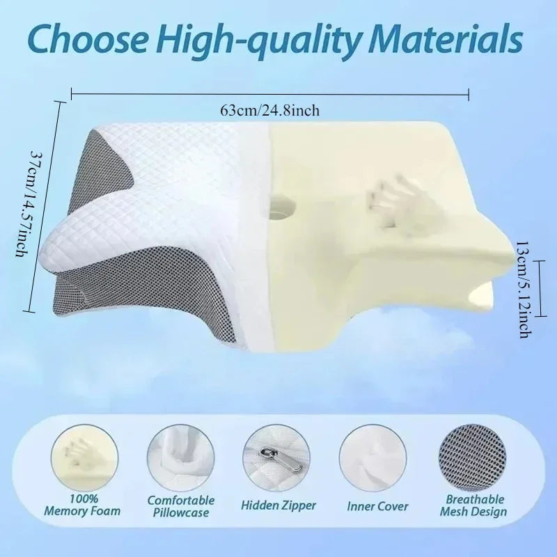 Sleep Memory Pillow Butterfly Memory Foam Neck Pillows Contoured Sleep For Neck Pain Relief Stomach Support Comfortable Pillow - Velora