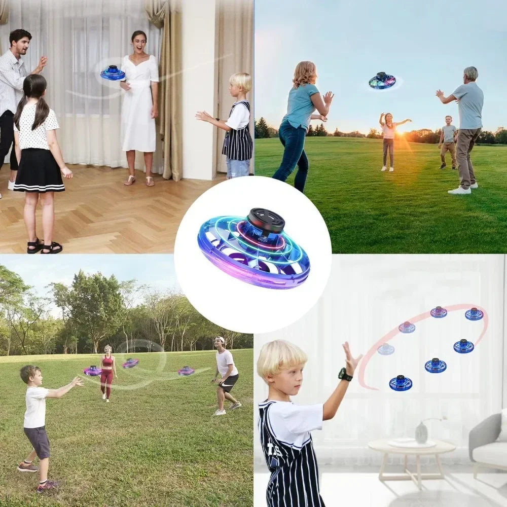Flying Spinner UFO Mini Drone,Flying Spinner Hand Operated Drones Indoor Outdoor Cool Stuff Mini Drones Toys Birthday Gifts - Velora