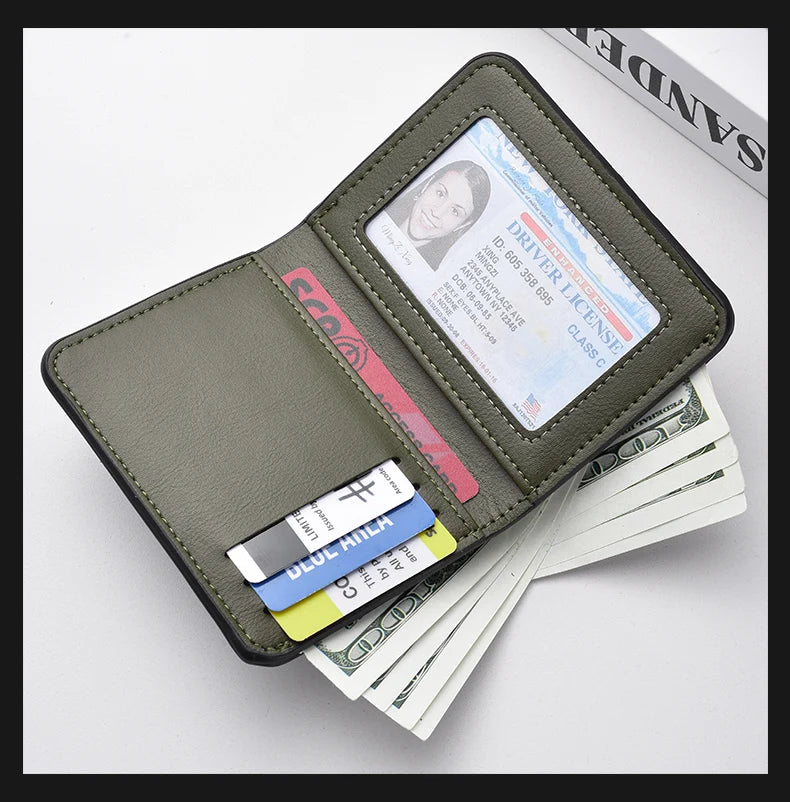 1Pc New Ultra-thin Mini Soft PU Leather Credit Card Wallet Holder Short Vertical High Quality Men's Wallet - Velora