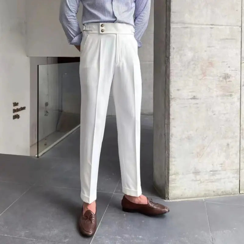 Suit Trousers for Men Pocket British Style Slim Fit Man Suits Pants Fashion Clothing Up Thin Casual Stylish Elegant Summer 2025 Velora