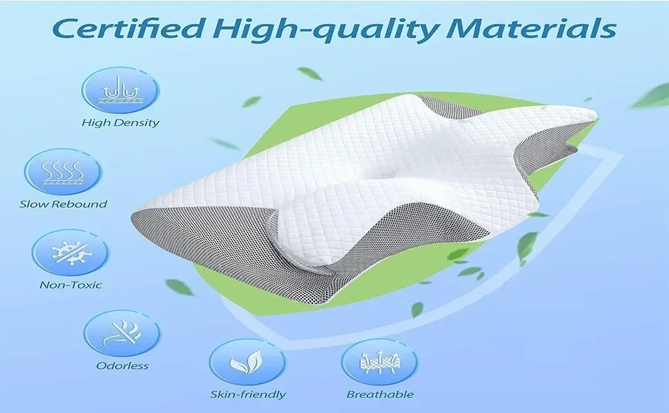 1pc Memory Foam Cervical Pillow, 2 in 1 Ergonomic Contour Orthopedic Pillow for Neck Pain Support Pillows Pillowcase replacement Velora