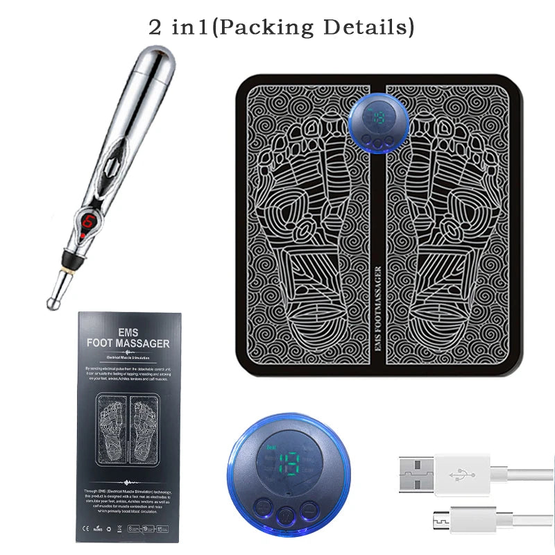 Portable Massage Foot Pad Massage Patch Massage Pen Cervical Neck and Back Full Body Massage Combination Set - Velora