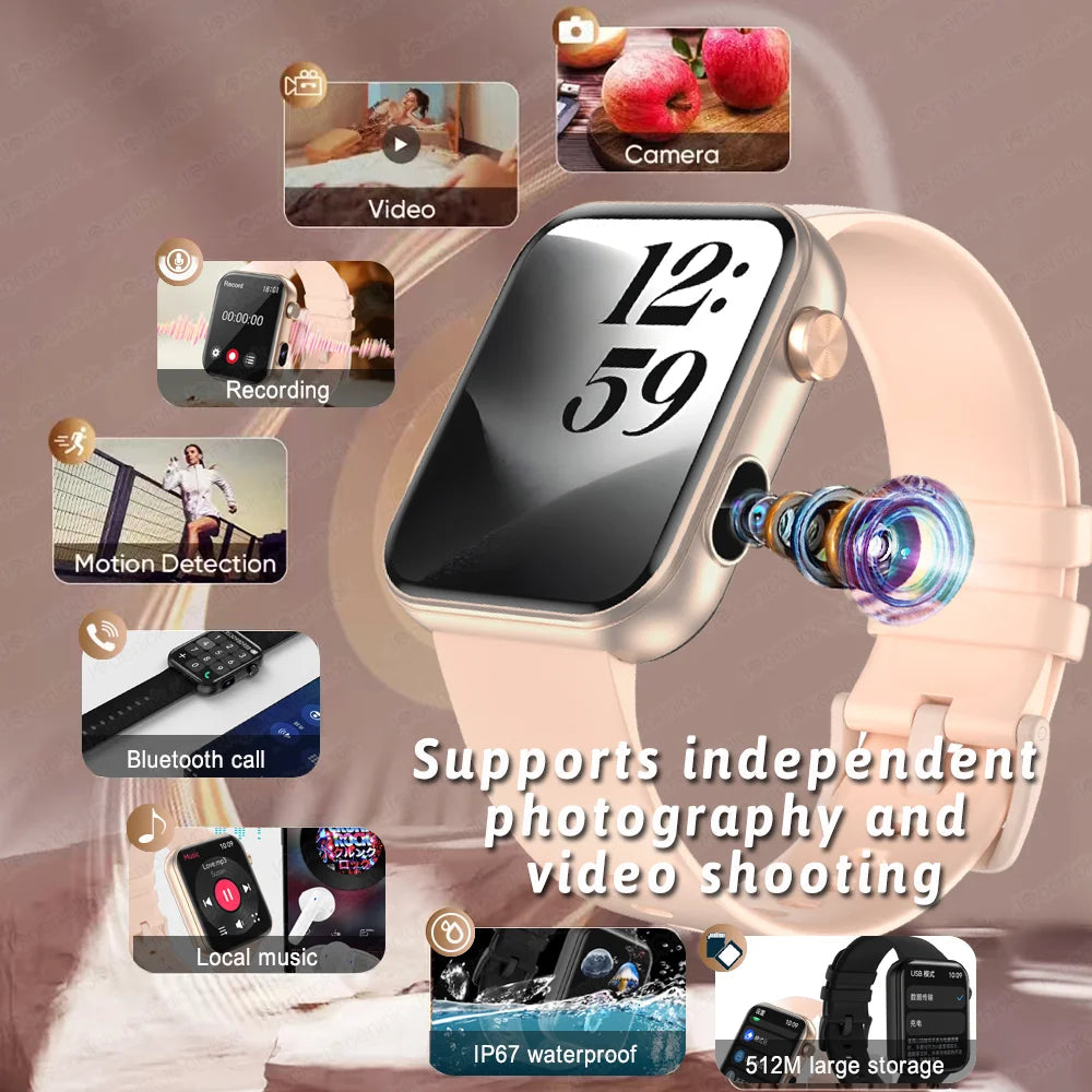 2025 New Smart Watch Men Women Camera Take Photos Record Video Health Monitor Sports Fitness Waterproof BT Call Smartwatch - Velora