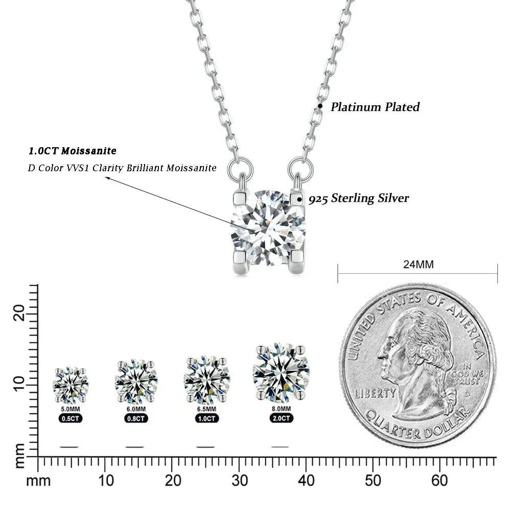 Radiant 1ct Moissanite Sterling Silver Pendant Necklace Itz Luxury