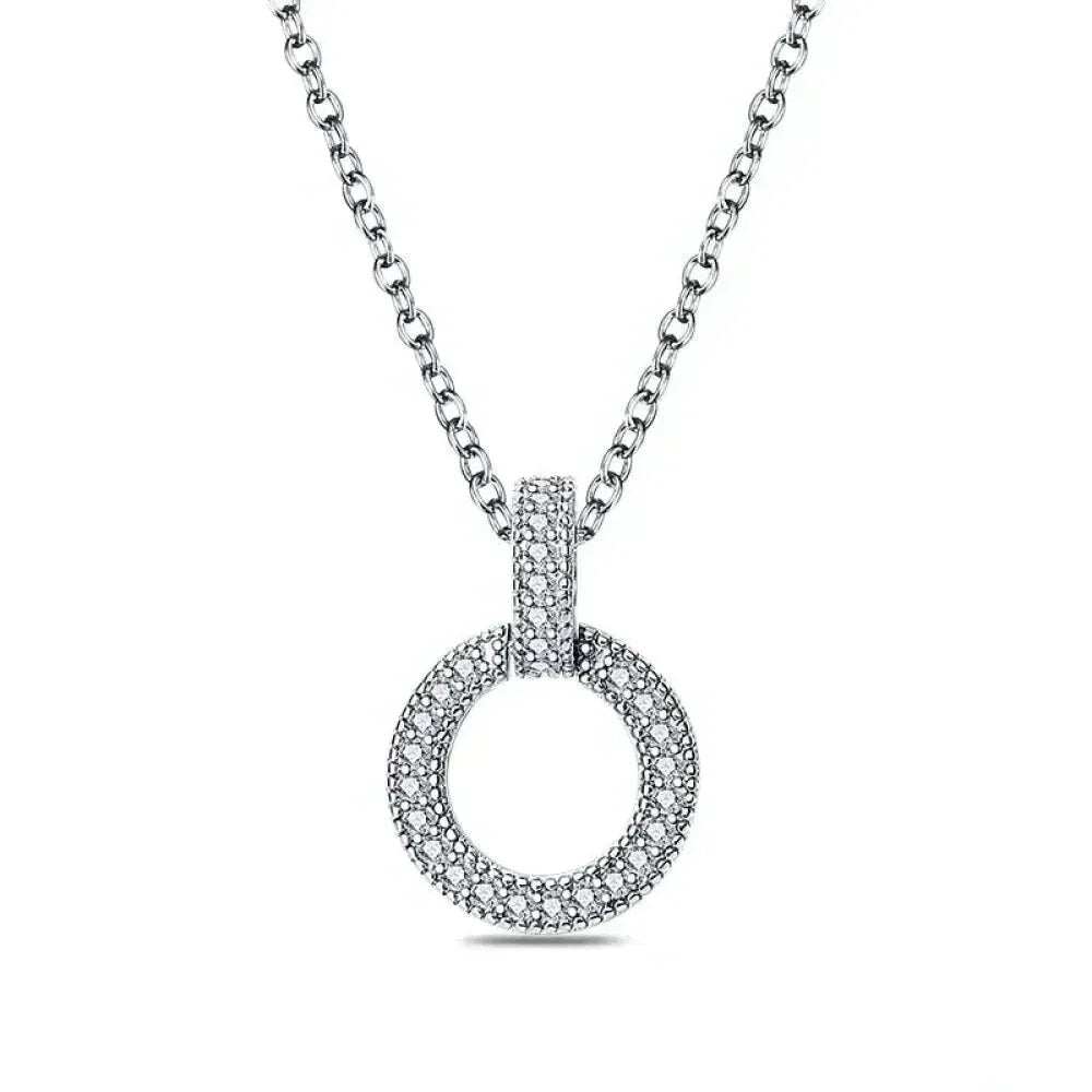 Radiate Timeless Elegance: Round CZ Pendant Necklace (925 Sterling Silver) - Velora
