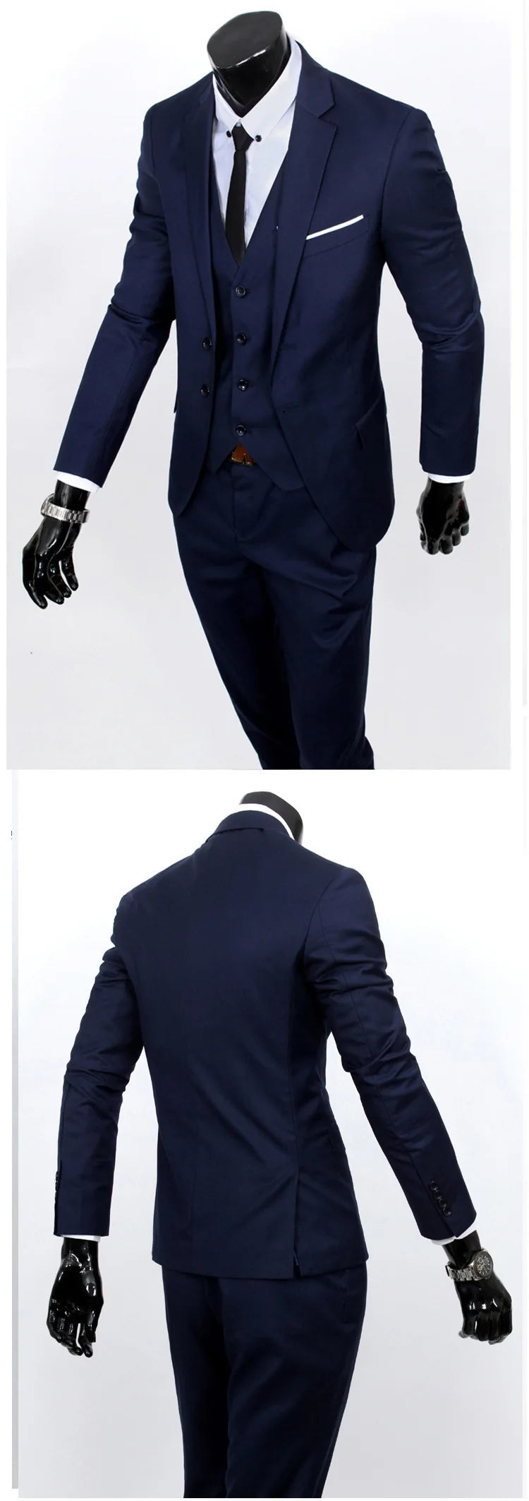 Spring Autumn New Fashion Men's Trendy Slim Business Solid Color 3 Pieces of Suits Sets Single Greasted Blazers Waistcoat Pants - Velora