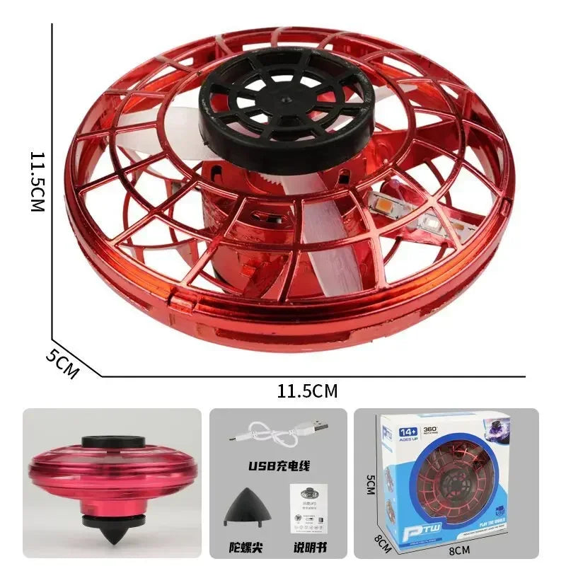 Flying Spinner UFO Mini Drone,Flying Spinner Hand Operated Drones Indoor Outdoor Cool Stuff Mini Drones Toys Birthday Gifts - Velora