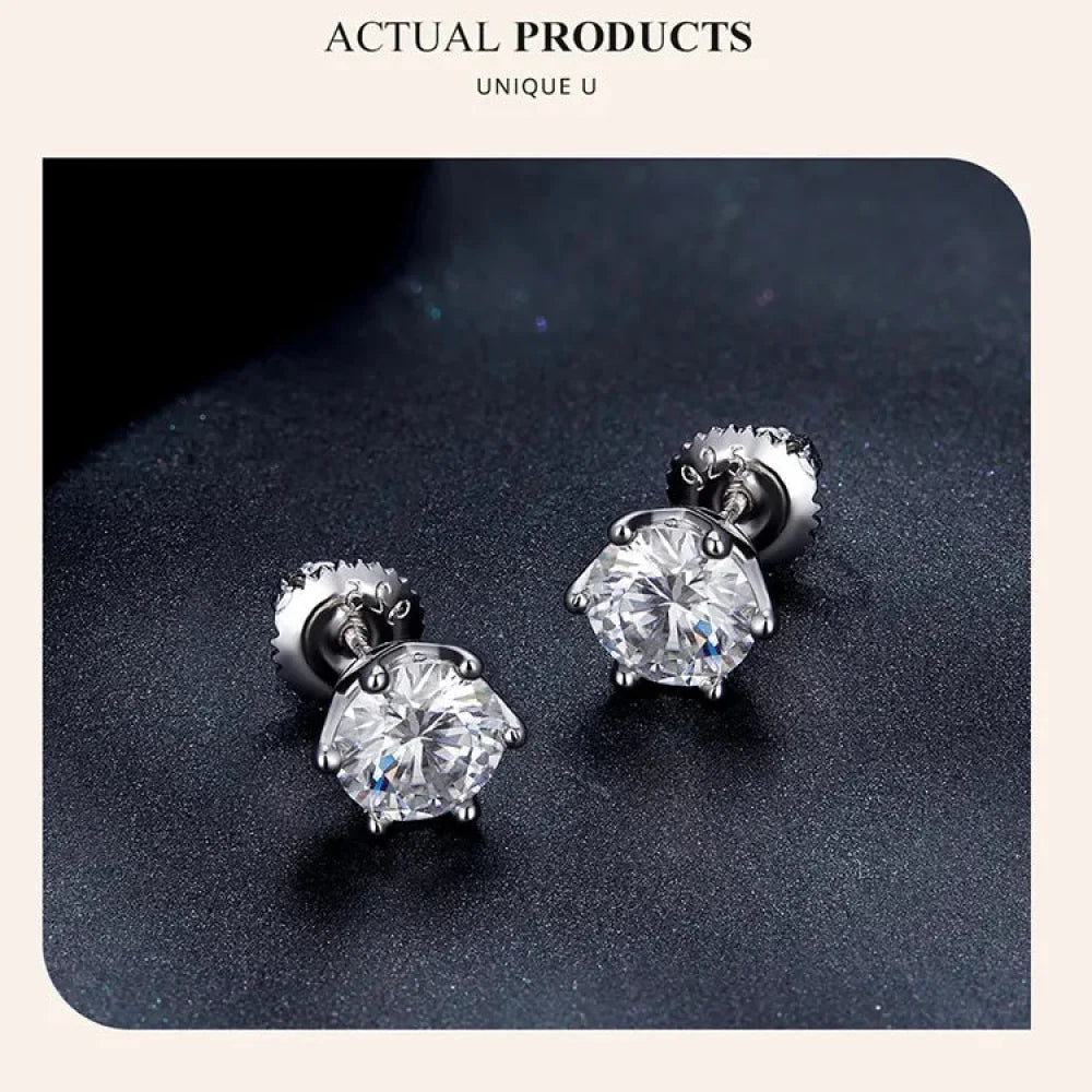Radiant Moissanite Stud Earrings | D Color Round Cut 925 Silver, Gold Plated Itz Luxury