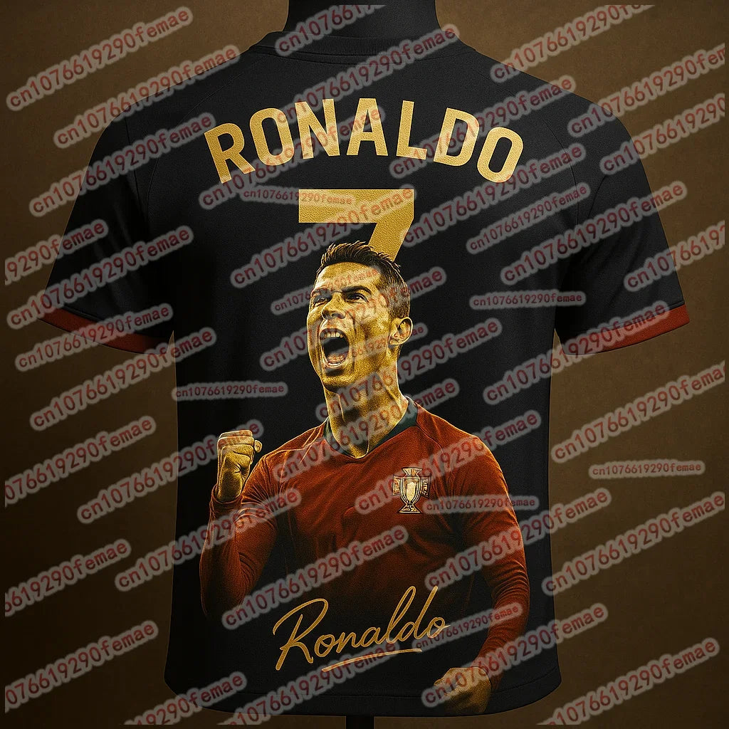 Ronaldo 3D Print Sport Quick Dry Breathable Men Tshirt Football Jersey Team Uniform Baby Parent Child Kids Boy Girl Short Sleeve Velora