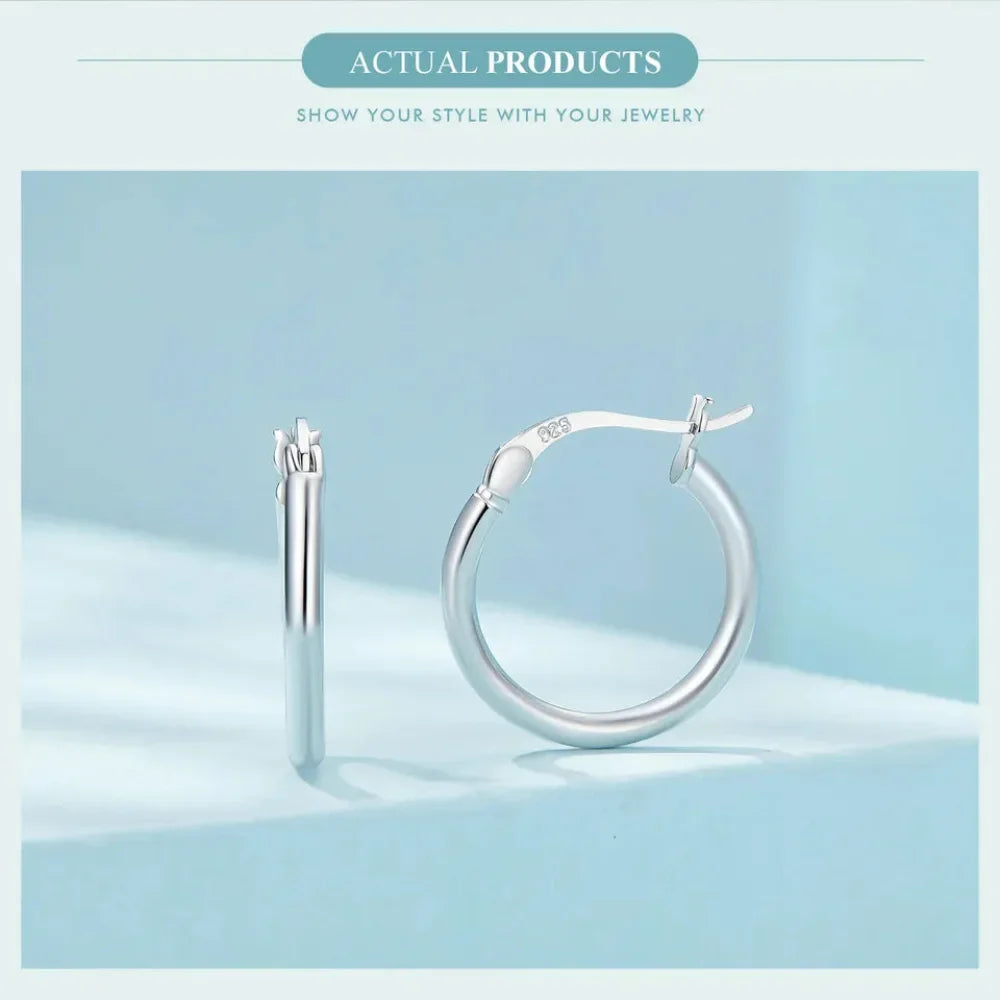 14K White Gold-Plated 925 Sterling Silver Hoop Earrings - Stylish And Hypoallergenic Jewelry For Women - Velora
