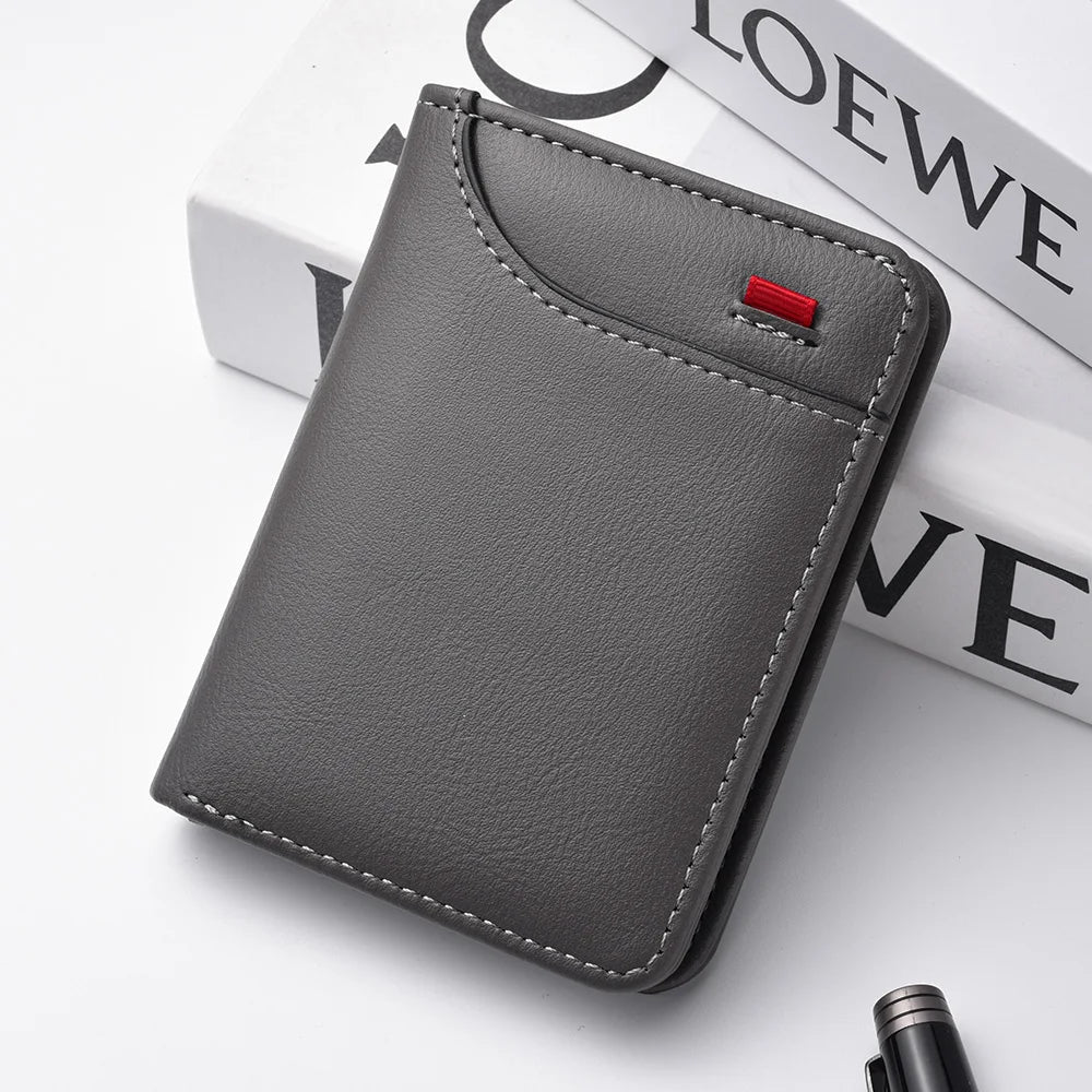 1Pc New Ultra-thin Mini Soft PU Leather Credit Card Wallet Holder Short Vertical High Quality Men's Wallet - Velora