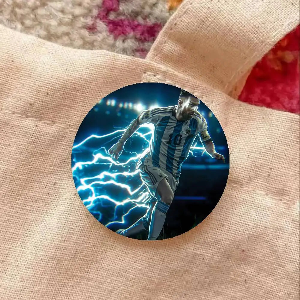 M-Messi Photo Brooches Creative Round Badge Gifts Pins 32/44/58mm Velora