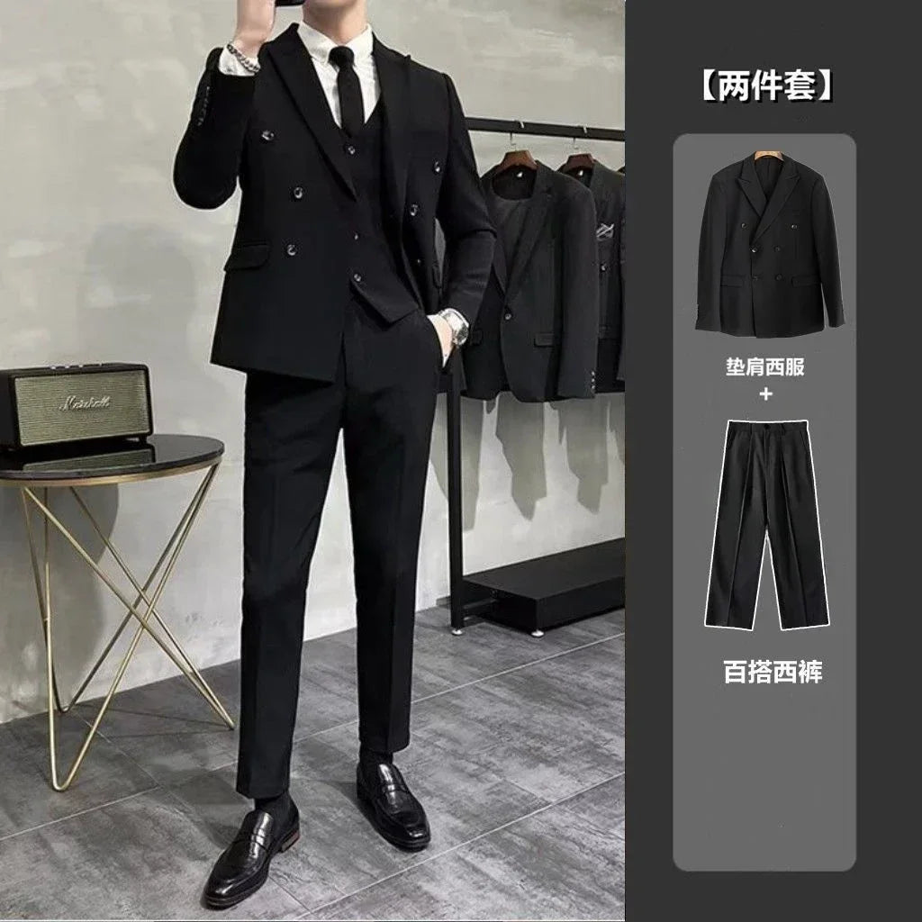 Wedding 2 Piece Outfit Set Male Slim Fit Full Men's Suits and Blazers Dress Formal Groom Clothes Elegant Spring Autumn Luxury - Velora