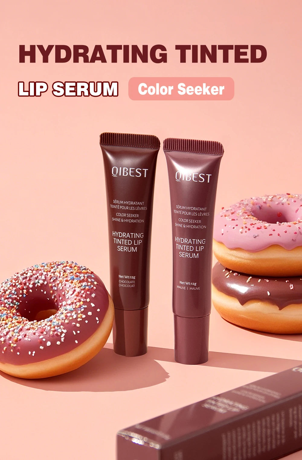 Nude Brown Plumping Lip Gloss Moisturising Colored Lip Oil Transparent Fullness Lips Tint Soft Tube Make Up Beauty Lips Care 12g - Velora