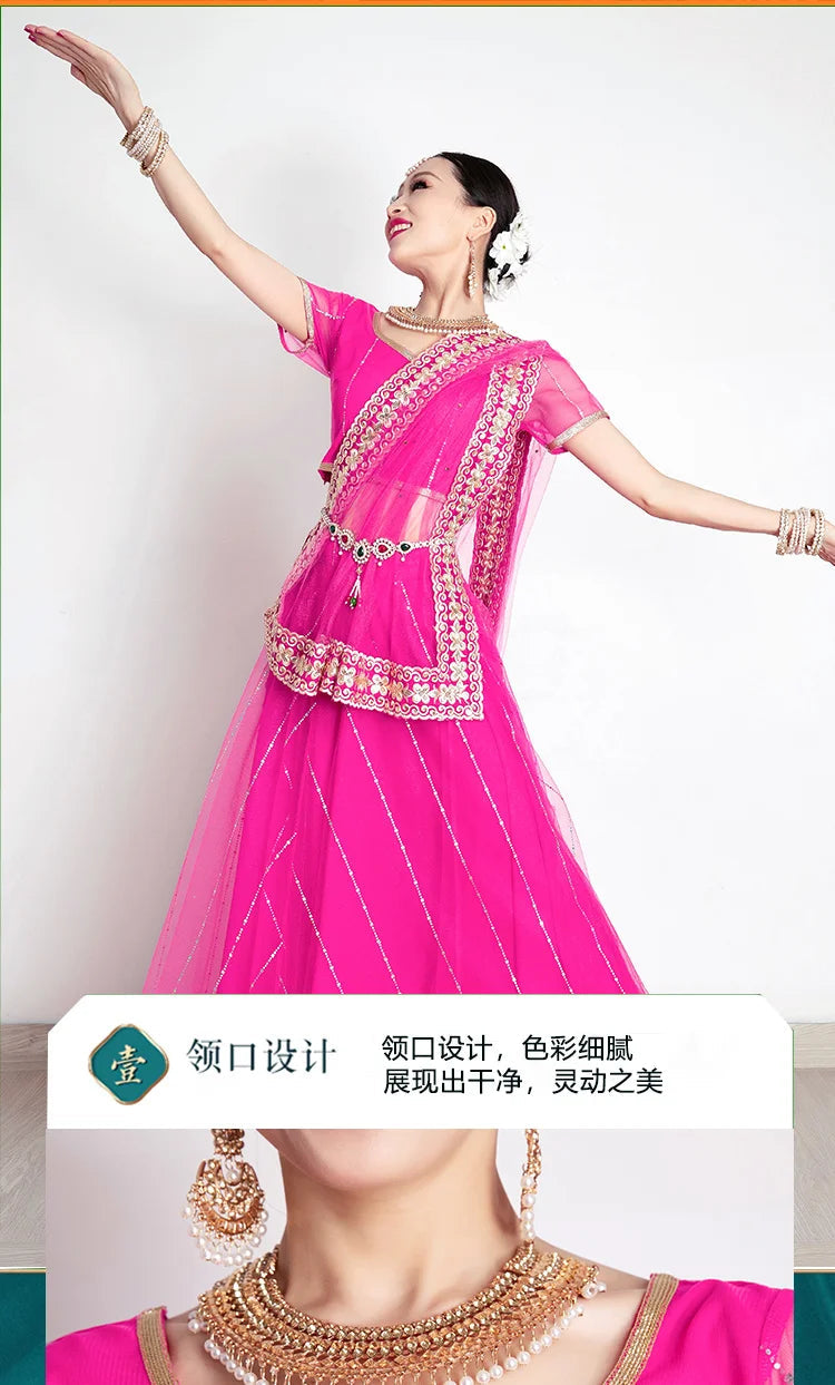 Traditional Indian Clothing Pakistani Sari Women's Elegant Dress Party Cosplay Dance Dress Stage Dress - Velora