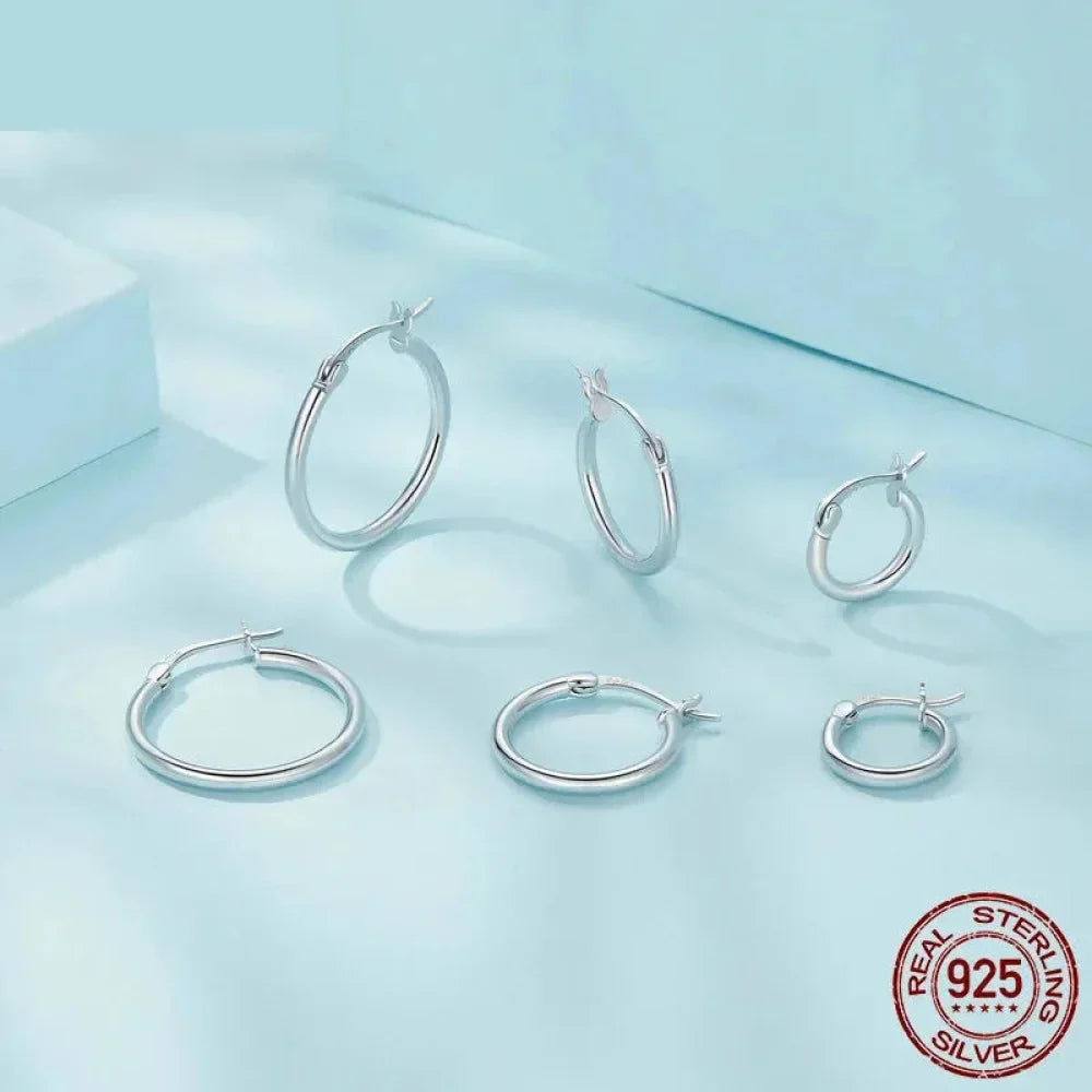 14K White Gold-Plated 925 Sterling Silver Hoop Earrings - Stylish And Hypoallergenic Jewelry For Women - Velora