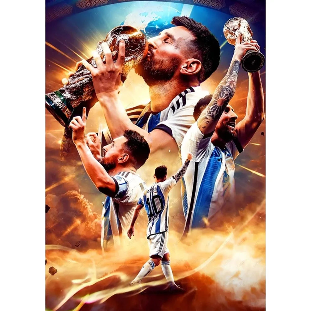 1PC Football Star Popular Character M-Messi Poster Sticky Wall Art Printing Waterproof Home Living Bed Room Bar Aesthetic Decor Velora