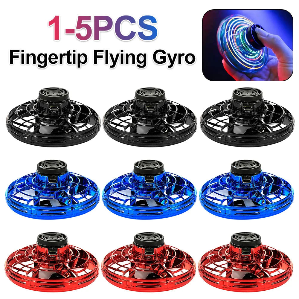 1-5PCS Fingertip Flying Gyro 360° Rotating Helicopter Spinner Toy 100mAh with LED Lights for Adult Kids Decompression Toy Velora
