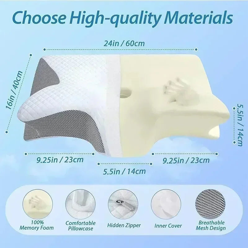 Sleep Memory Neck Pillow Butterfly Slow Rebound Comfortable Memory Foam Sleep Pillow Cervical Orthopedic Neck Massage Bed Pillow - Velora