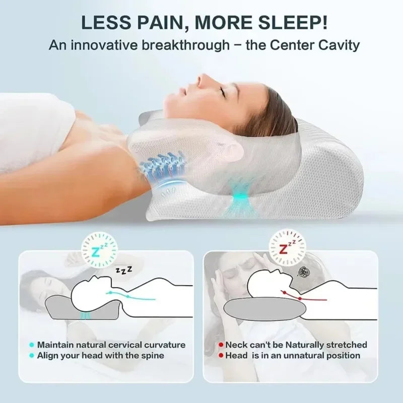 1PC Butterfly Memory Neck Pillow Slow Rebound Comfortable Sleep Memory Foam Pillow 2 in 1 Ergonomic Contour Pillows Home Supply Velora