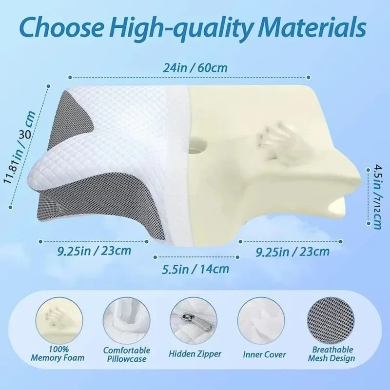 1PC Butterfly Memory Neck Pillow Slow Rebound Comfortable Sleep Memory Foam Pillow 2 in 1 Ergonomic Contour Pillows Home Supply Velora