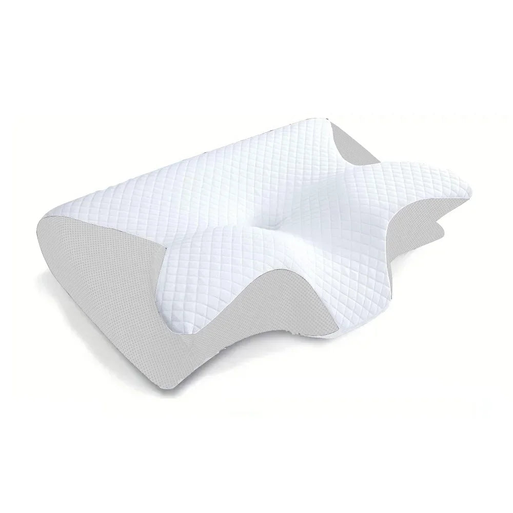 1pc Memory Foam Cervical Pillow, 2 in 1 Ergonomic Contour Orthopedic Pillow for Neck Pain, Contoured Support Pillows,Neck Pillow - Velora
