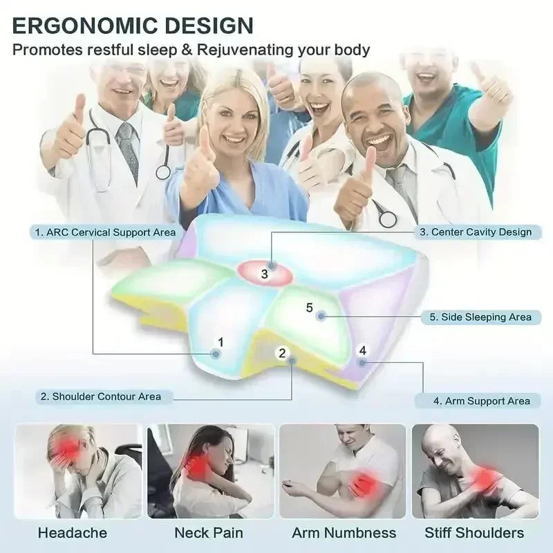 Sleep Memory Neck Pillow Butterfly Slow Rebound Comfortable Memory Foam Sleep Pillow Cervical Orthopedic Neck Massage Bed Pillow - Velora